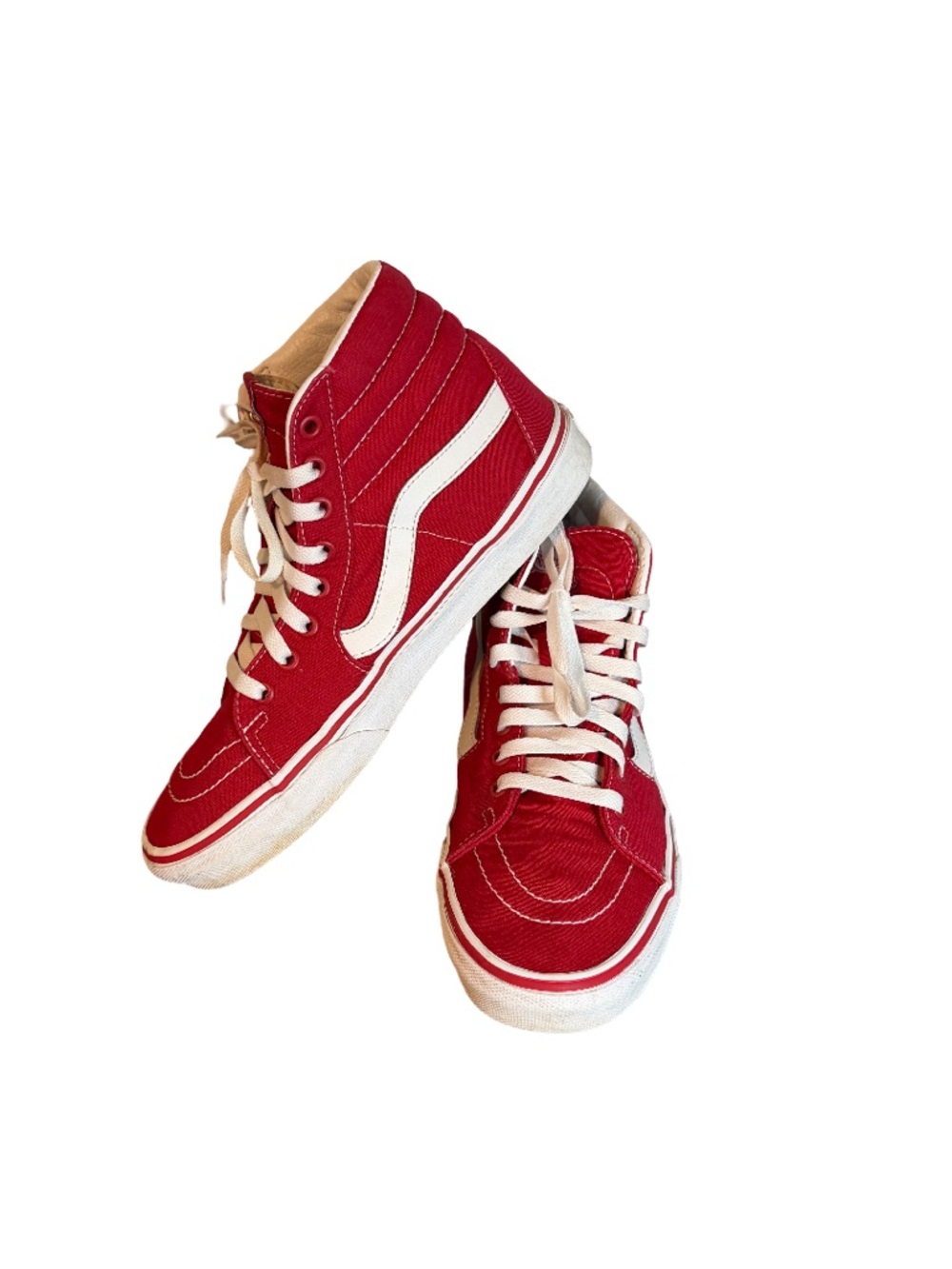 Sk8 Vans Red High-Top Hi-Skate Sneakers with White Side Stripe Size 9.5